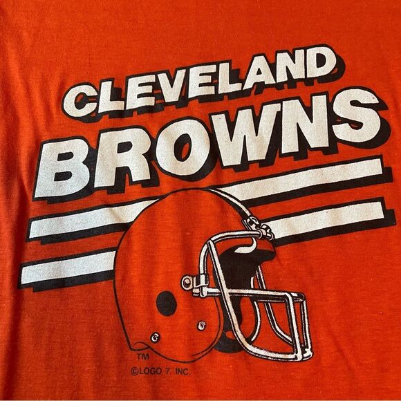 Vintage 80s/90s Logo 7 Cleveland Browns Single Stitch T Shirt - Large - Picture 3 of 7